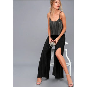 Jack by BB Dakota Wide Leg Button‎ Embellished Tie Back Pants Size 0 in Black